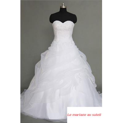 Achat en ligne ! Robe de mariée Aileen blanche T 34 à 54 organza broderie bustier en coeur