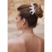 Peigne de mariage J059 Bianco Evento perle, strass, fleurs blanc /ivoire 