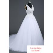 Achat en ligne Robe de mariée Lorane Bretelle dentelle transparente tulle blanche T 34 à 54