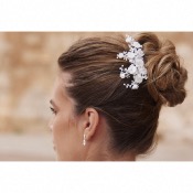 Peigne de mariage J059 Bianco Evento perle, strass, fleurs blanc /ivoire 