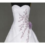 Achat en ligne Robe de mariée Manon bustier organza blanche et lilas T 34 à 52